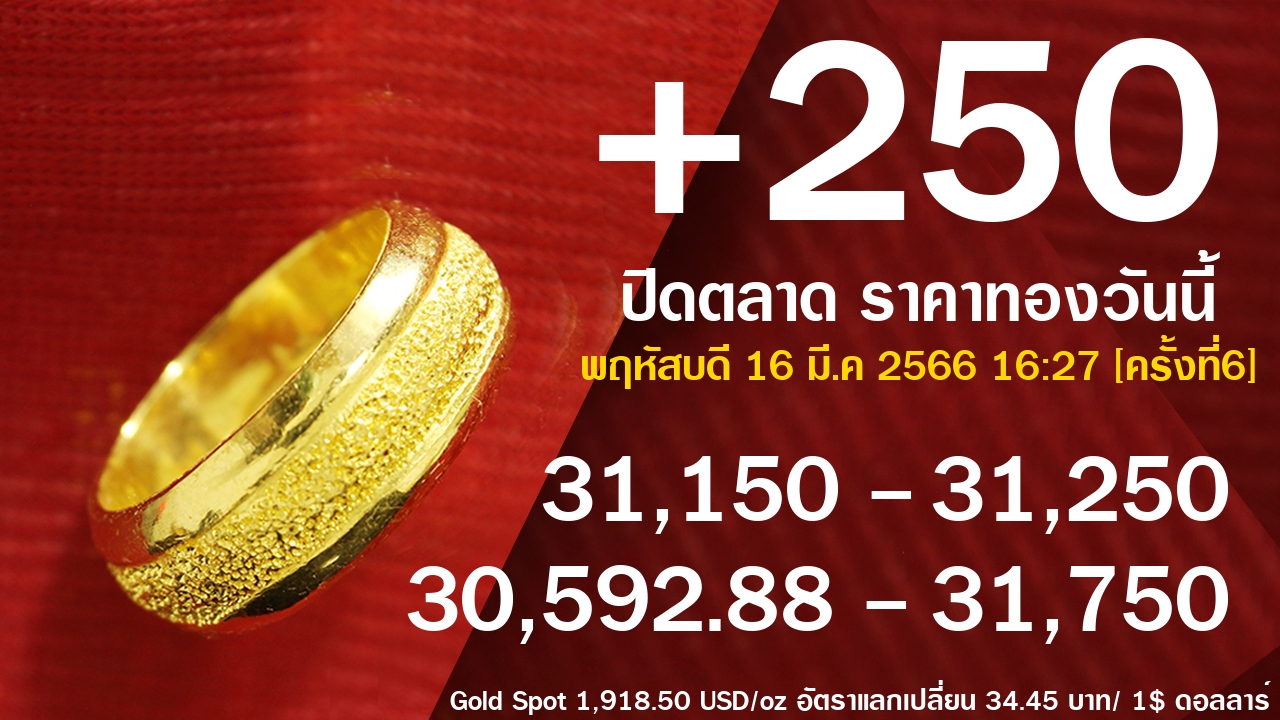 ราคาทองคำ 16 มี.ค 2566
